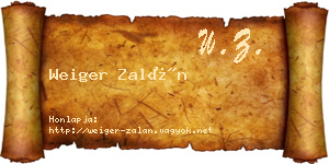 Weiger Zalán névjegykártya